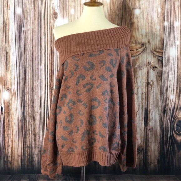 New Easel Leopard Pattern Pullover Knitted Sweater - Picture 2 of 7